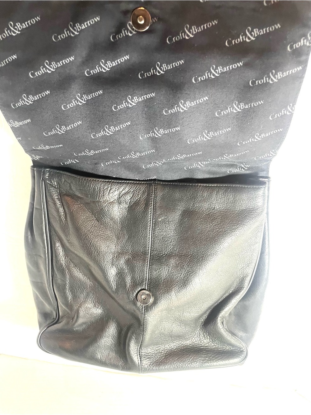 Croft & Barrow Genuine Leather Satchel Messenger Bag Black Y2K Removable Strap - Picture 4 of 15